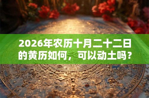 2026年农历十月二十二日的黄历如何，可以动土吗？