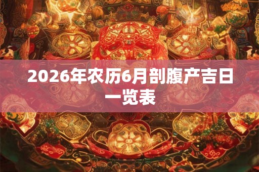 2026年农历6月剖腹产吉日一览表