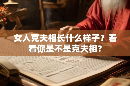 女人克夫相长什么样子？看看你是不是克夫相？