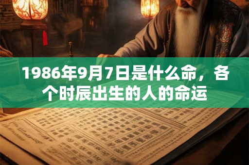 1986年9月7日是什么命，各个时辰出生的人的命运