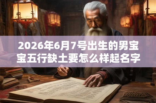 2026年6月7号出生的男宝宝五行缺土要怎么样起名字