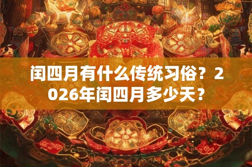 闰四月有什么传统习俗？2026年闰四月多少天？