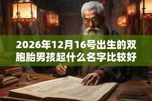 2026年12月16号出生的双胞胎男孩起什么名字比较好，五行属什么