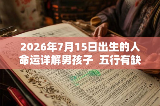 2026年7月15日出生的人命运详解男孩子  五行有缺失吗