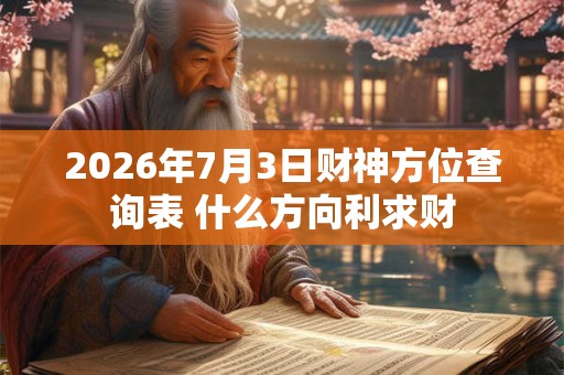 2026年7月3日财神方位查询表 什么方向利求财