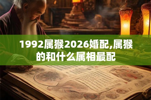 1992属猴2026婚配,属猴的和什么属相最配 1992属猴2026婚配,属猴的和什么属相最配
