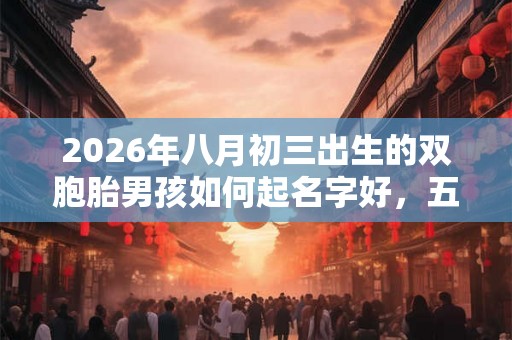 2026年八月初三出生的双胞胎男孩如何起名字好，五行属什么？