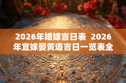 2026年婚嫁吉日表  2026年宜嫁娶黄道吉日一览表全年