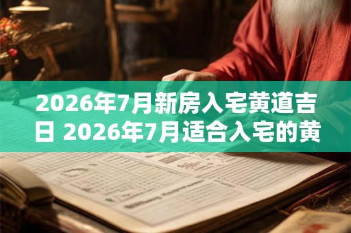 2026年7月新房入宅黄道吉日 2026年7月适合入宅的黄道吉日是哪天 2026年7月新房入宅黄道吉日 2026年7月适合入宅的黄道吉日是哪天