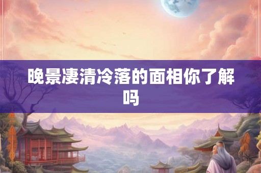 晚景凄清冷落的面相你了解吗