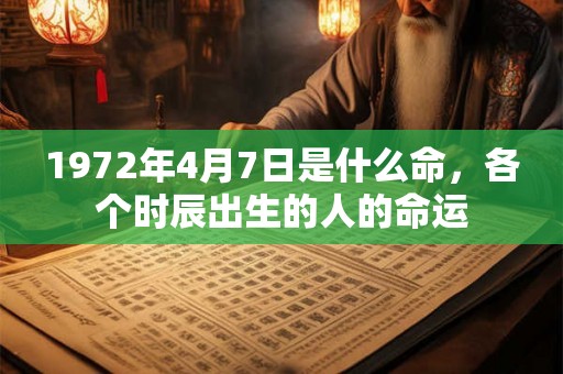 1972年4月7日是什么命，各个时辰出生的人的命运