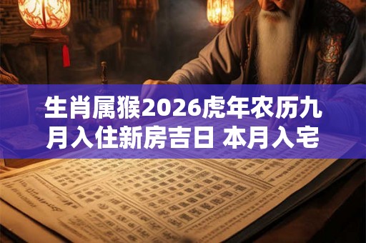 生肖属猴2026虎年农历九月入住新房吉日 本月入宅最好的日子