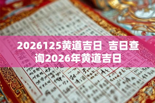 2026125黄道吉日  吉日查询2026年黄道吉日