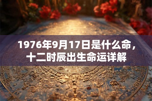1976年9月17日是什么命，十二时辰出生命运详解