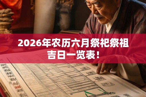 2026年农历六月祭祀祭祖吉日一览表！