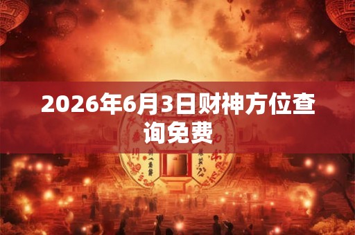 2026年6月3日财神方位查询免费