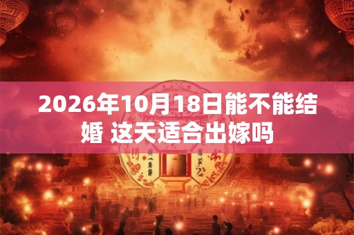 2026年10月18日能不能结婚 这天适合出嫁吗