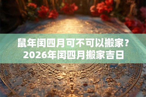 鼠年闰四月可不可以搬家？2026年闰四月搬家吉日