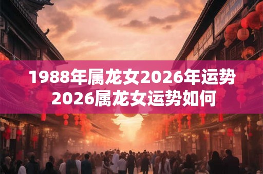 1988年属龙女2026年运势 2026属龙女运势如何 1988年属龙女2026年运势 2026属龙女运势如何