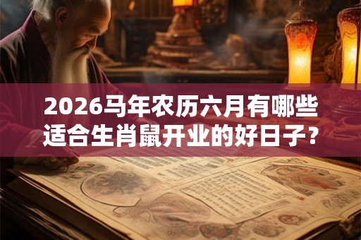 2026马年农历六月有哪些适合生肖鼠开业的好日子？