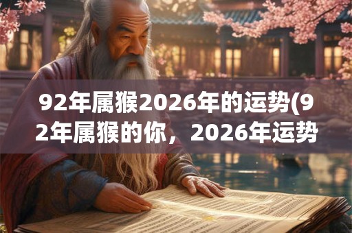 92年属猴2026年的运势(92年属猴的你，2026年运势如何？)