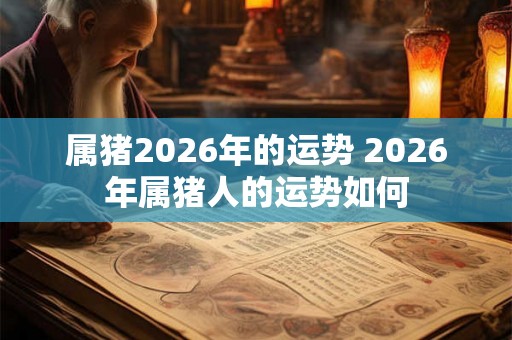 属猪2026年的运势 2026年属猪人的运势如何