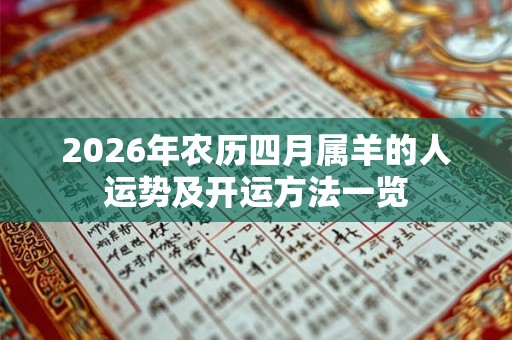 2026年农历四月属羊的人运势及开运方法一览 2026年农历四月属羊的人运势及开运方法一览