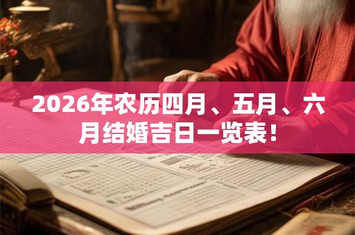 2026年农历四月、五月、六月结婚吉日一览表！