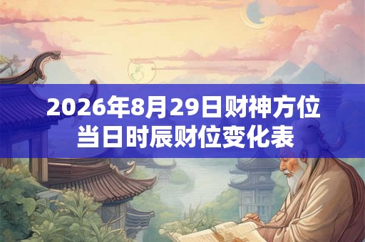 2026年8月29日财神方位 当日时辰财位变化表