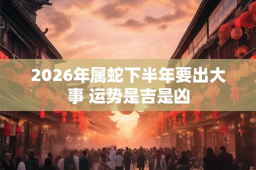 2026年属蛇下半年要出大事 运势是吉是凶