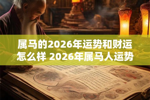 属马的2026年运势和财运怎么样 2026年属马人运势及财运如何 属马的2026年运势和财运怎么样 2026年属马人运势及财运如何