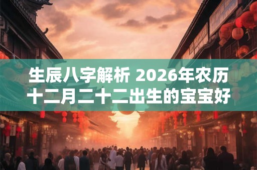 生辰八字解析 2026年农历十二月二十二出生的宝宝好不好