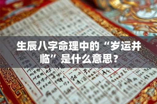 生辰八字命理中的“岁运并临”是什么意思? 生辰八字命理中的“岁运并临”是什么意思?