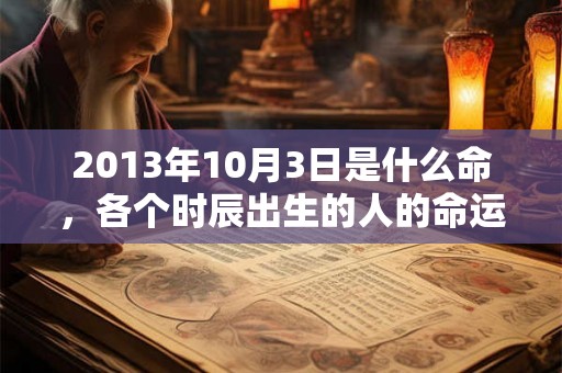 2013年10月3日是什么命，各个时辰出生的人的命运