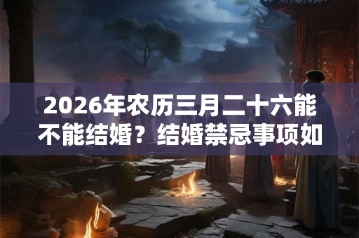 2026年农历三月二十六能不能结婚?结婚禁忌事项如何? 2026年农历三月二十六能不能结婚?结婚禁忌事项如何?