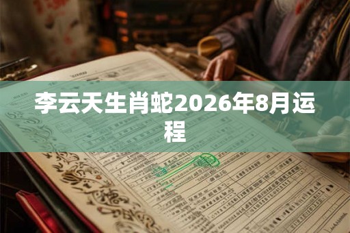 李云天生肖蛇2026年8月运程 李云天生肖蛇2026年8月运程