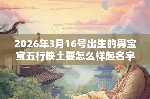 2026年3月16号出生的男宝宝五行缺土要怎么样起名字