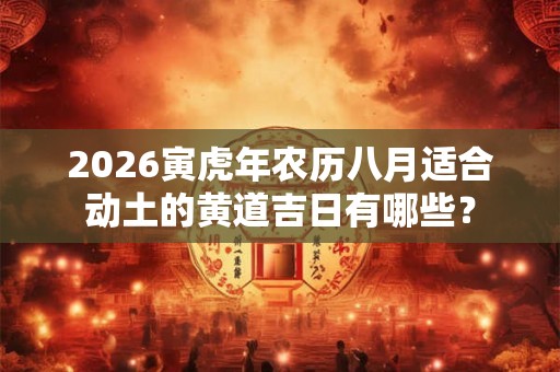 2026寅虎年农历八月适合动土的黄道吉日有哪些？