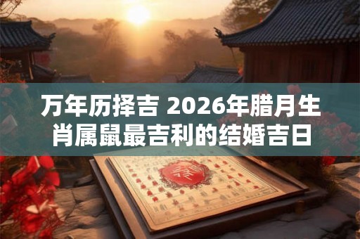 万年历择吉 2026年腊月生肖属鼠最吉利的结婚吉日
