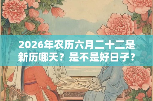 2026年农历六月二十二是新历哪天？是不是好日子？