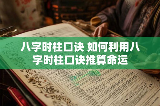 八字时柱口诀 如何利用八字时柱口诀推算命运