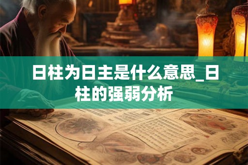 日柱为日主是什么意思_日柱的强弱分析