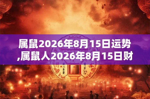 属鼠2026年8月15日运势,属鼠人2026年8月15日财运,生肖鼠2026年8月15日运势