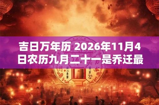 吉日万年历 2026年11月4日农历九月二十一是乔迁最佳日期吗 吉日万年历 2026年11月4日农历九月二十一是乔迁最佳日期吗