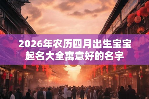 2026年农历四月出生宝宝起名大全寓意好的名字