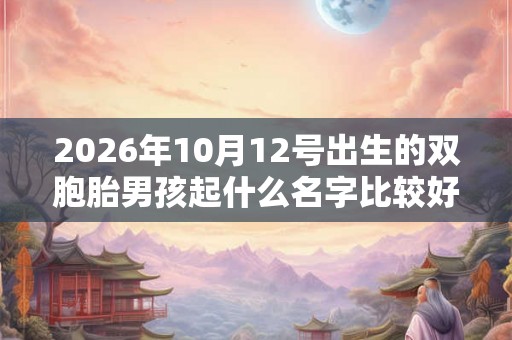 2026年10月12号出生的双胞胎男孩起什么名字比较好，五行属什么