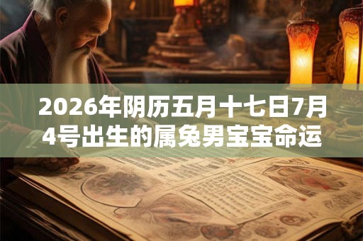 2026年阴历五月十七日7月4号出生的属兔男宝宝命运详解