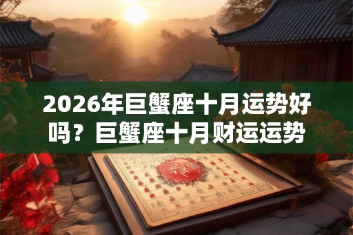 2026年巨蟹座十月运势好吗？巨蟹座十月财运运势