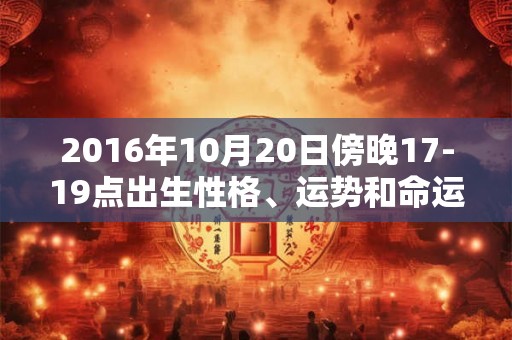 2016年10月20日傍晚17-19点出生性格、运势和命运