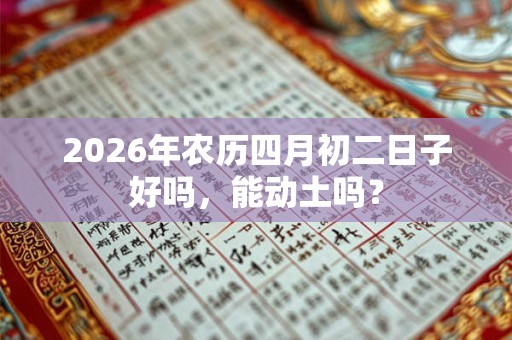 2026年农历四月初二日子好吗，能动土吗？